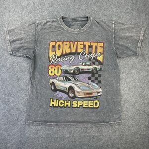 Corvette Racing Coupe Shirt Womens Large Gray High Speed Graphic Vintage Style
